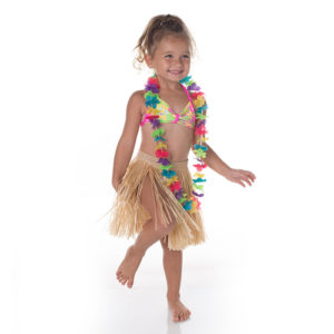 5100 Hula Girls Swimsuit set with Skirt and Lei