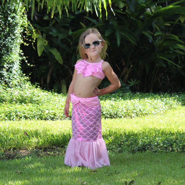 girls mermaid swimsuit skirt set